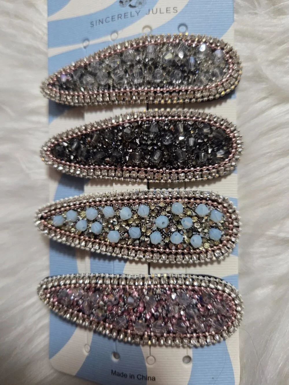 Sincerely Jules Beaded/Stone Hair Snap Clip Set